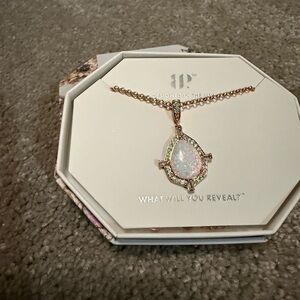 Rose Gold Teardrop Necklace with Opal by Unknown Brand